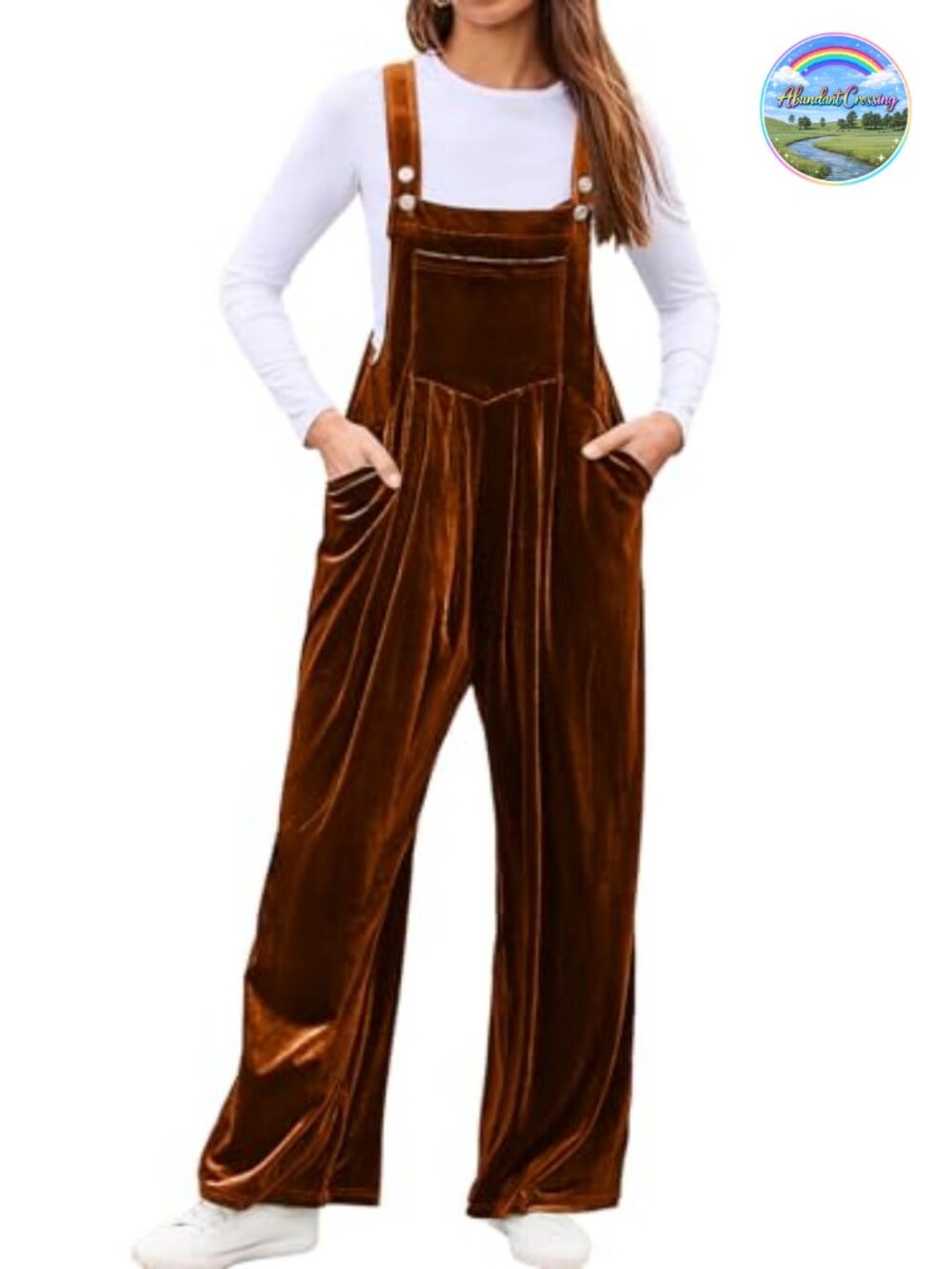 Velvet Sleeveless Loose Jumpsuit with Pockets Wide Leg Romper Women Party